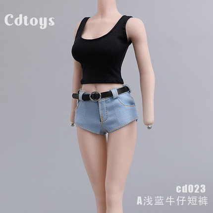 现货 cdtoys cd023 1/6兵人衣服岚tbl包胶女素体牛仔短裤 套装