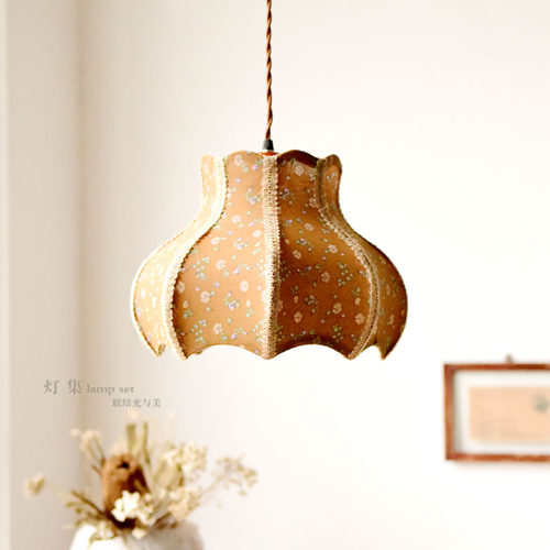 浅花复古棉麻吊灯法式乡村