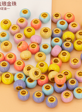 足金999珐琅彩色转运珠5D金珠子4mm小金珠手串黄金散珠手链隔珠女