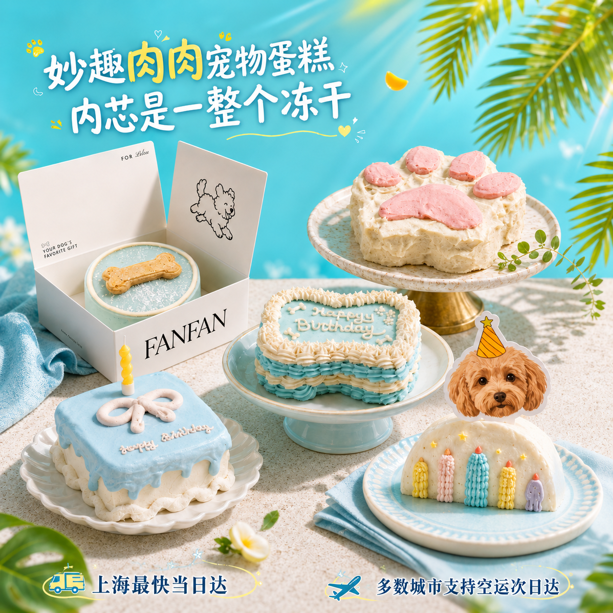 妙趣肉肉宠物生日蛋糕顺滑羊奶包芯冻干牛肉犬猫蛋糕老年犬友好