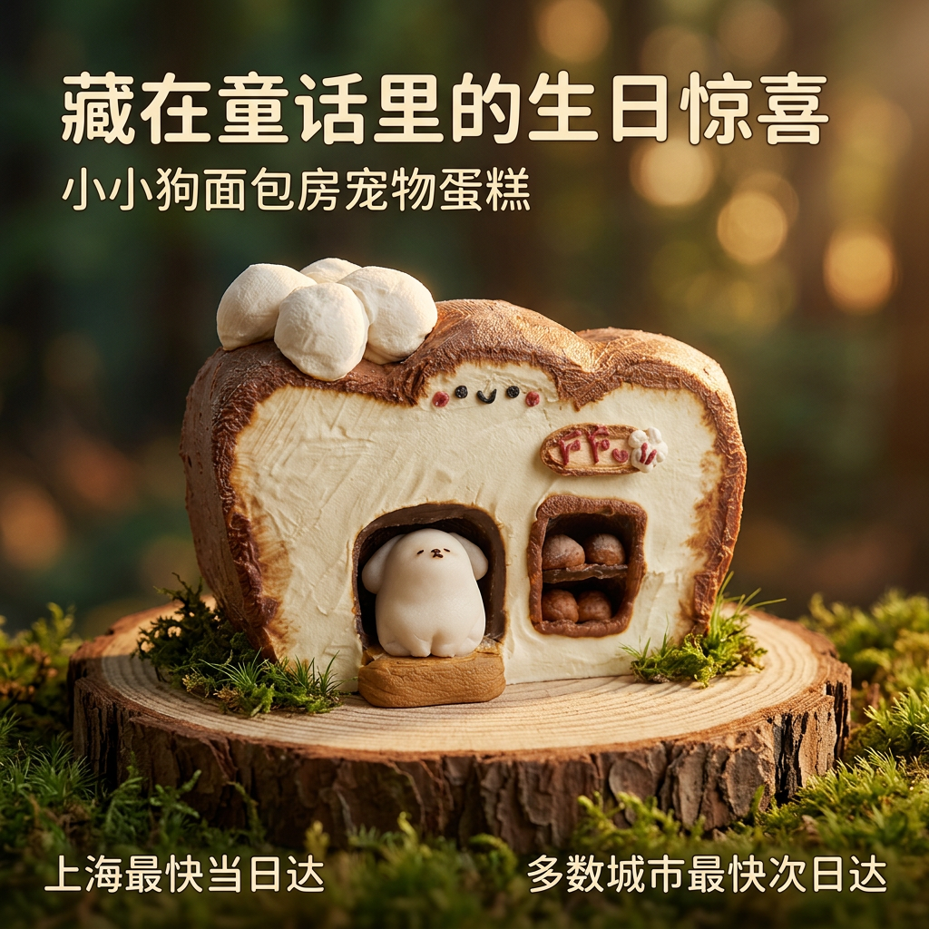 霍比特童话小屋宠物生日蛋糕狗狗定制纯肉冻干内芯老年犬友好