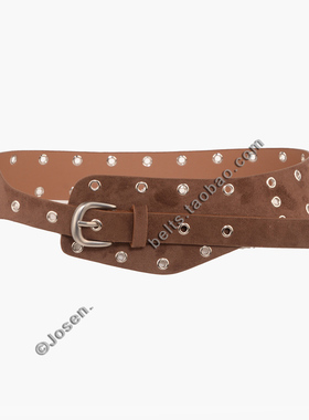 秋冬复古麂皮绒女装饰腰带波西镂空不规则时尚皮带配裤子裙子腰封