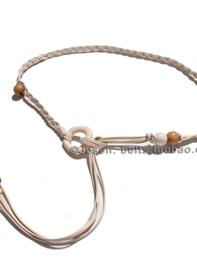 2026春系田元复古风女编织木珠细腰绳配裙子裤子百搭系带腰带中式