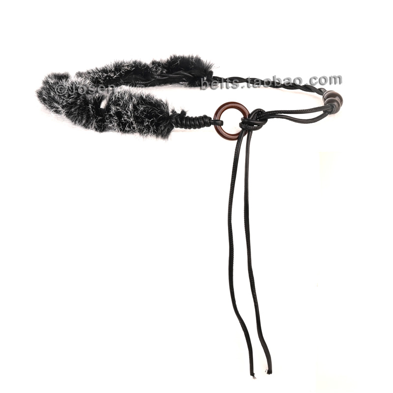 男女兔毛时髦复古编织细腰带腰绳