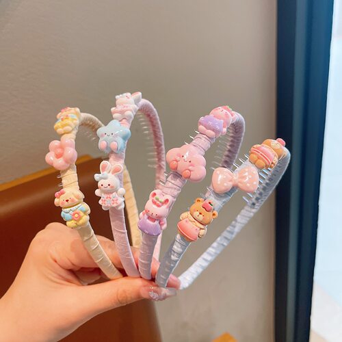 韩版卡通儿童发箍布艺带齿防滑