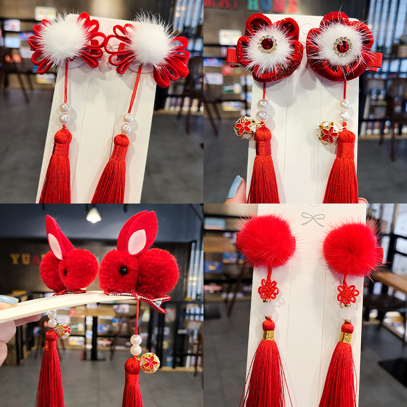 汉服夹子春节古装年头花女发饰
