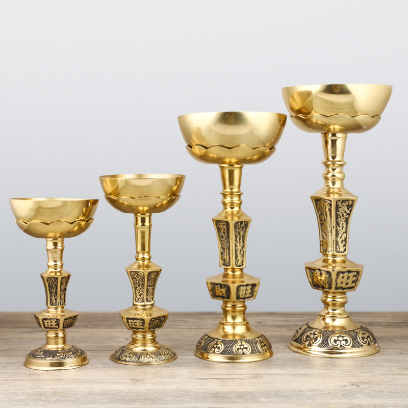 旺财铜碗油灯液太酥油灯长明灯供奉中式铜油灯食用油植物油可用