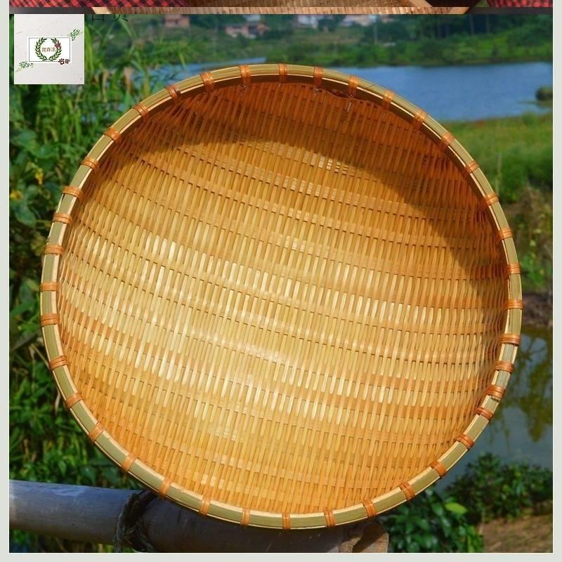 编织竹筐竹子成馒头筐竹编筐家用礼盒厨房青竹加厚圆形簸箕沥水篮