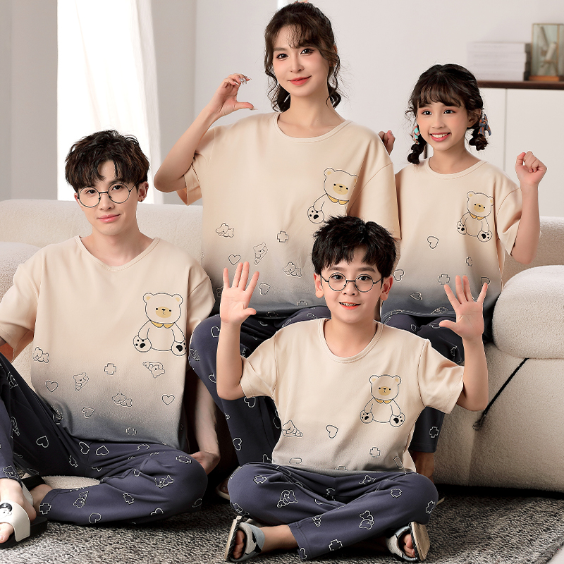 亲子睡衣夏季纯棉短袖家居服母女