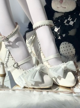 落花惊梦Lolita原创设计风铃舞曲高跟鞋异形跟lo鞋优雅尖头婚鞋
