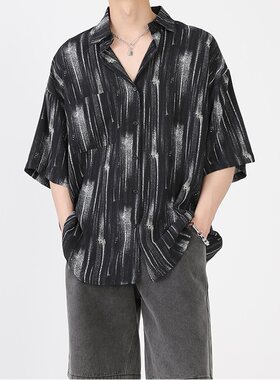 小众设计条纹衬衫雅痞风沙滩轻薄