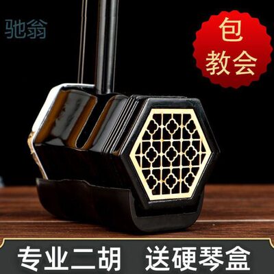 NcH二胡乐器红木成人演奏考级民族乐器儿童初学者入门黑檀木厂家