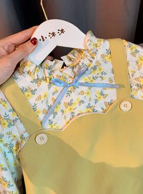 1-5岁女宝宝小清新连衣裙3女婴儿童春装新款女童洋气假两件碎花裙