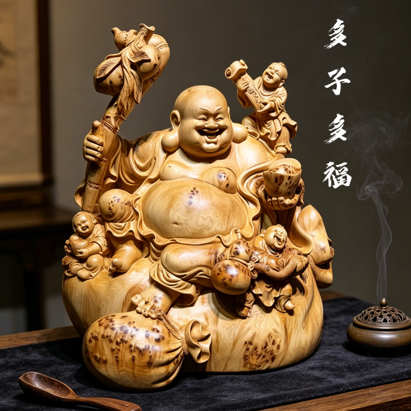 金丝楠木崖柏沉香禅意境观音弥勒佛像根雕刻摆件乔迁新居领导送礼