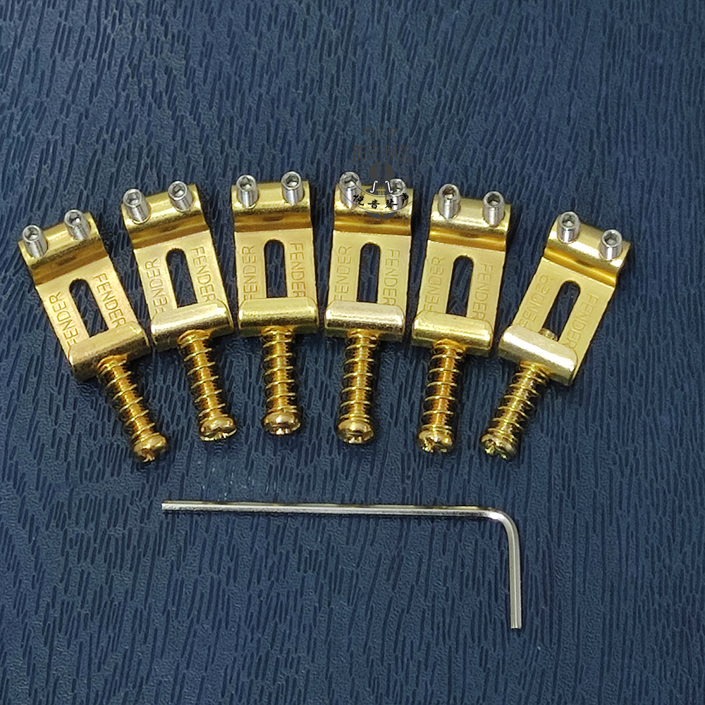 金色fender芬达st电吉他琴码sq单摇颤音琴桥弦码拉弦板压弦块平弦