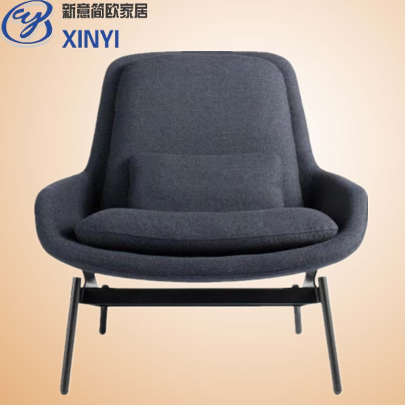 北欧现代简约小户型单懒人沙发老虎客厅售楼处布艺设计师休闲椅子