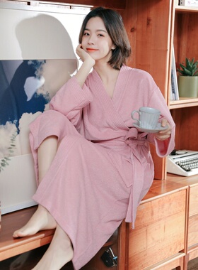 吸水速干浴袍女酒店毛巾料透气四季通用睡袍汗蒸浴衣睡衣家居服