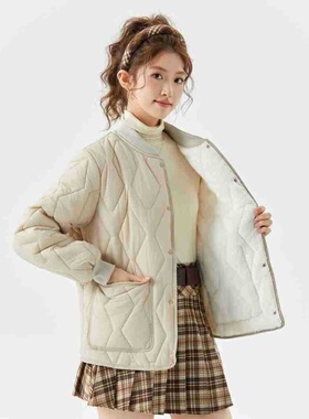 女士冬季保暖长袖棉内胆女款家居情侣男女棉衣棉服加绒螺纹领2533