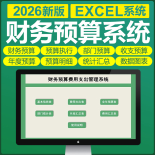 excel财务预算管理软件系统公司部门财务费用预算执行分析表格