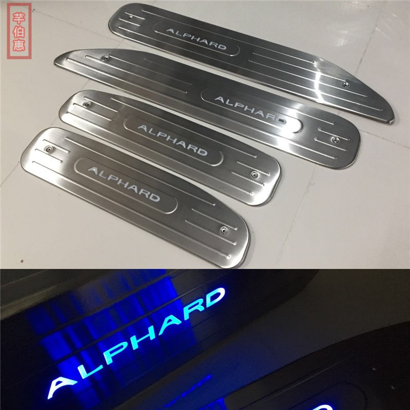 03-07款10系  ALPHARD 迎宾踏板 LED带灯不锈钢脚踏板 门槛条