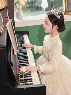 NEXT LONG高级感连衣裙女童公主裙新款小女孩花童婚礼礼服演出服