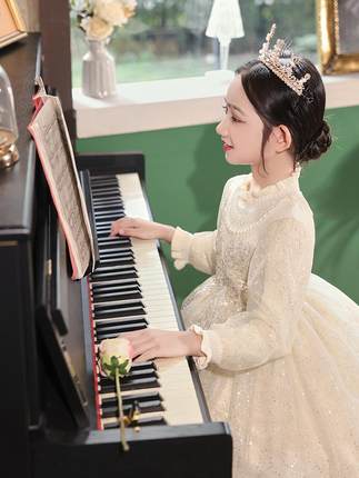 NEXT LONG高级感连衣裙女童公主裙新款小女孩花童婚礼礼服演出服