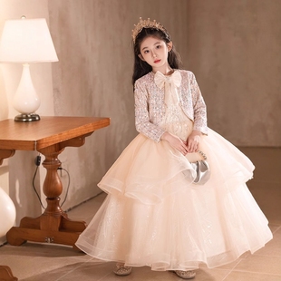 两件套 长袖 女童小香风礼服套装 儿童生日绝美钢琴演奏公主裙秋冬季