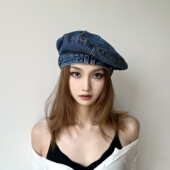 贝雷帽子女秋冬画家帽南瓜帽潮 百搭夸张牛仔裤 小众个性 辣妹风时尚