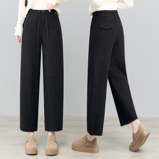 2025秋冬季 显高休闲裤 新款 百搭九分裤 子 韩版 小个子黑色弯刀哈伦裤