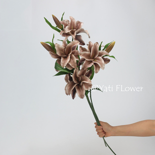 EVA百合花重瓣仿真花兰花手感花 家居婚庆装饰插花配材拍摄道具