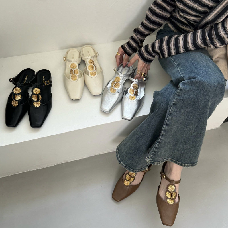 2026新款法式包头半拖鞋女外穿舒适软底方头平底穆勒鞋一脚蹬,女鞋,时装靴,淘宝优惠券,粉丝福利购,淘宝优惠卷