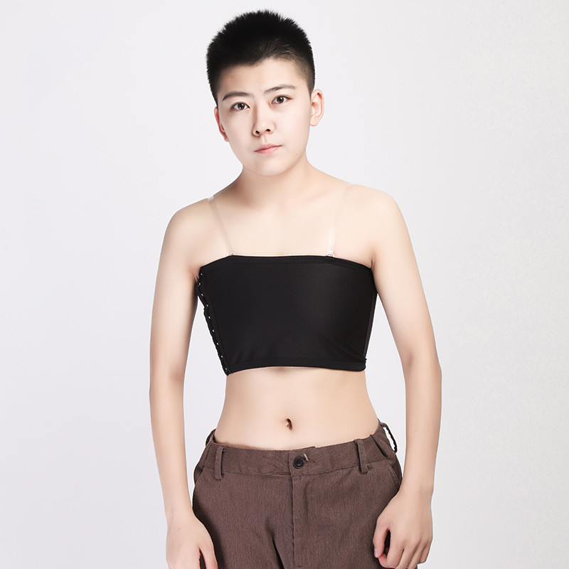 冰丝弹力紧身抹胸les tt中性风加大码短款束胸衣女扮男装裹胸内衣