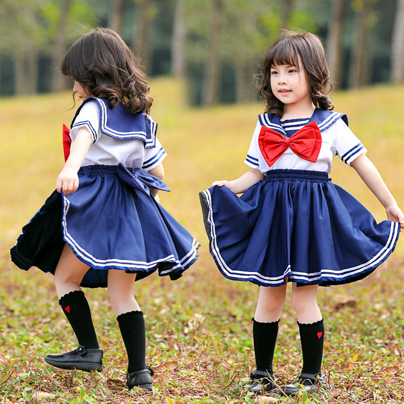 日系JK校服亲子装可爱校园水手制服cosplay海军领短袖上衣短裙女