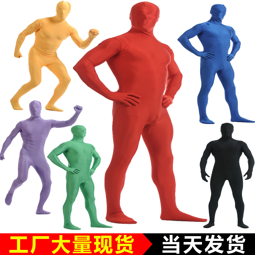 舞台黑衣人隐形衣表演服男Zentai全包紧身衣忍者隐身服大码连体衣