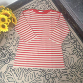 蘑菇英国代 胸围94 XS码 红色条纹八分袖 羊毛针织衫