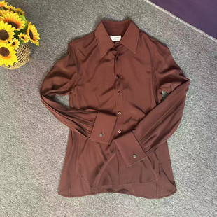 36码 蘑菇英国代 红棕色真丝衬衫