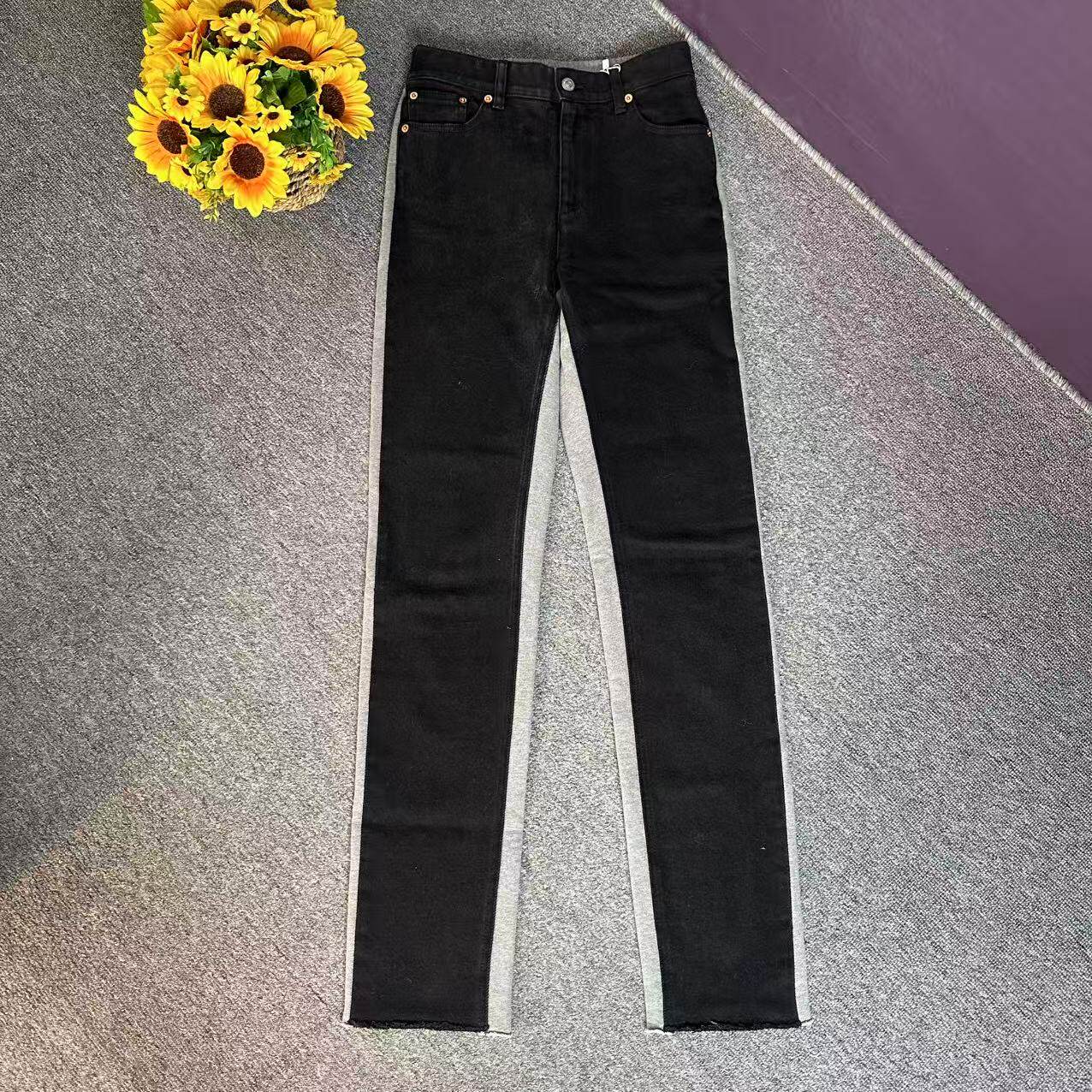 蘑菇英国代 M6 经典黑色拼接灰色休闲裤 40码腰围70臀围92