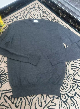 蘑菇英国代 灰色圆领羊绒针织衫 打底衫 XS码胸围106