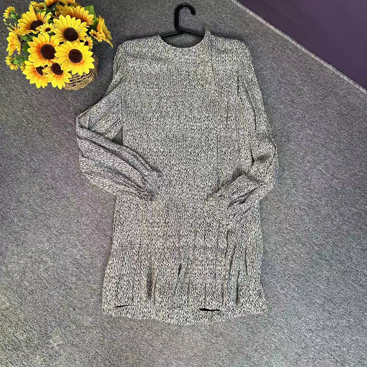 蘑菇英国代 黑白印花长袖连衣裙 40码胸围98