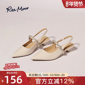 女细跟后空玛丽珍单鞋 REEMOOR睿慕2026春夏新款 水钻尖头包头凉鞋