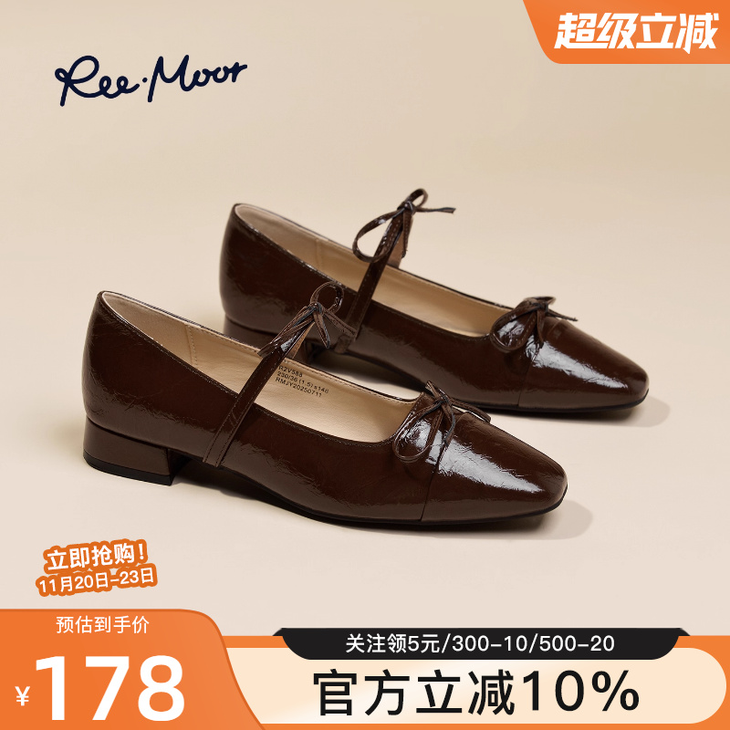 remoor法式复古方头蝴蝶结单鞋