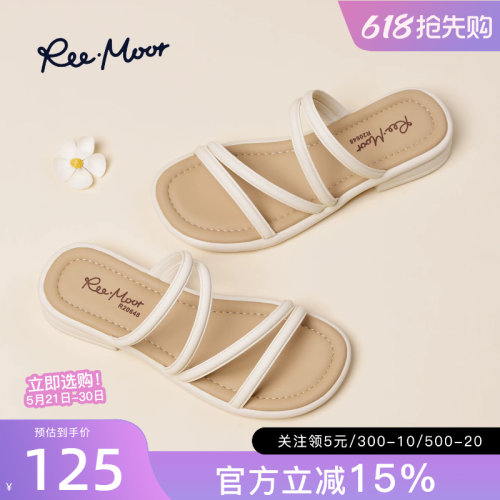 reemoor睿慕法式一字带凉鞋女夏