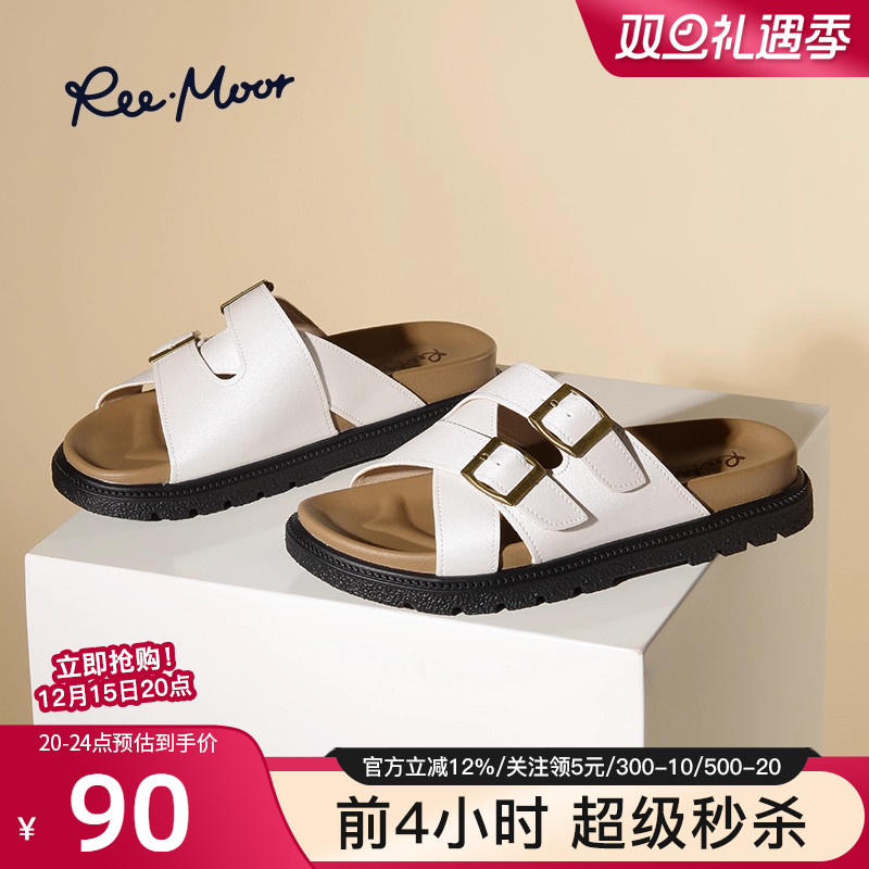 reemoor2025新款法式厚底拖鞋女夏外穿休闲风凉鞋复古百搭睿慕