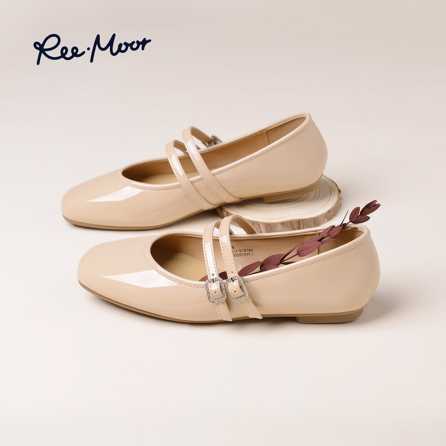 reemoor睿慕法式双扣带玛丽珍鞋女平底百搭轻熟风通勤浅口单鞋,女鞋,玛丽珍鞋,淘宝优惠券,粉丝福利购,淘宝优惠卷