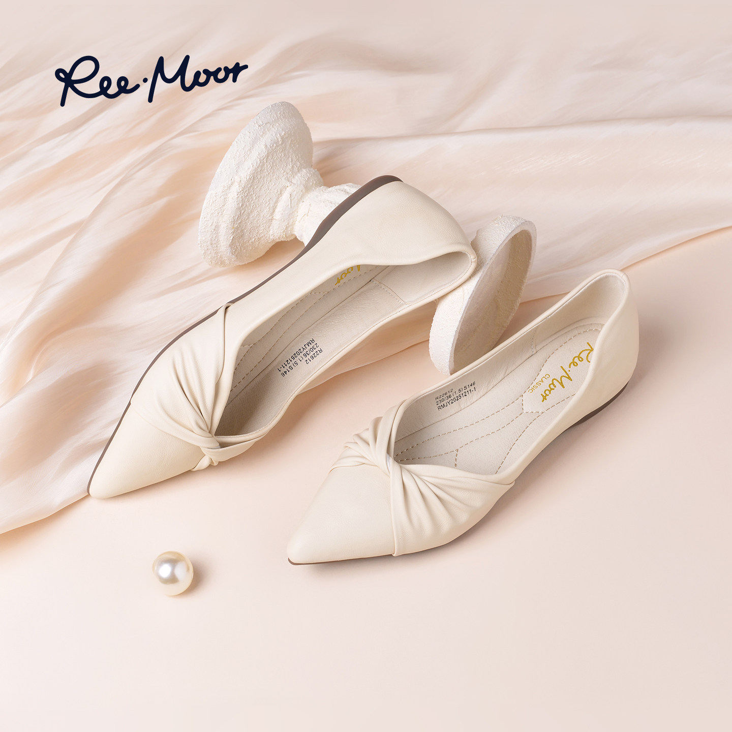 reemoor睿慕法式优雅风尖头气质平底单鞋女浅口蝴蝶结温柔风鞋,女鞋,浅口单鞋,淘宝优惠券,粉丝福利购,淘宝优惠卷