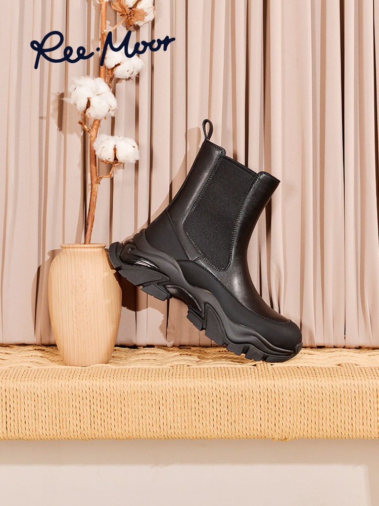 REEMOOR RUIMU 여성용 메카 밑창 파이프 부츠 2024 가을 겨울 여성용 새 파이프 부츠 여성용 세련된 첼시 부츠