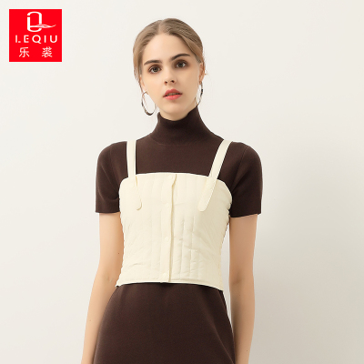 乐裘2025冬新款羽绒吊带女内搭鹅绒短款纯色背带轻薄保暖系带背心