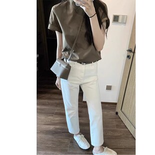 小个子白色窄版直筒高腰百搭修身烟管裤子牛仔裤女款爆款2026新款