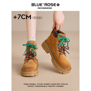 夏季 真皮马丁靴女2025新款 英伦风厚底大黄靴户外登山新疆旅游短靴