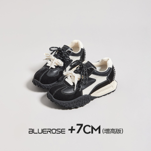 隐形增高7cm轻便软底运动休闲鞋 新款 女春季 黑色厚底内增高德训鞋